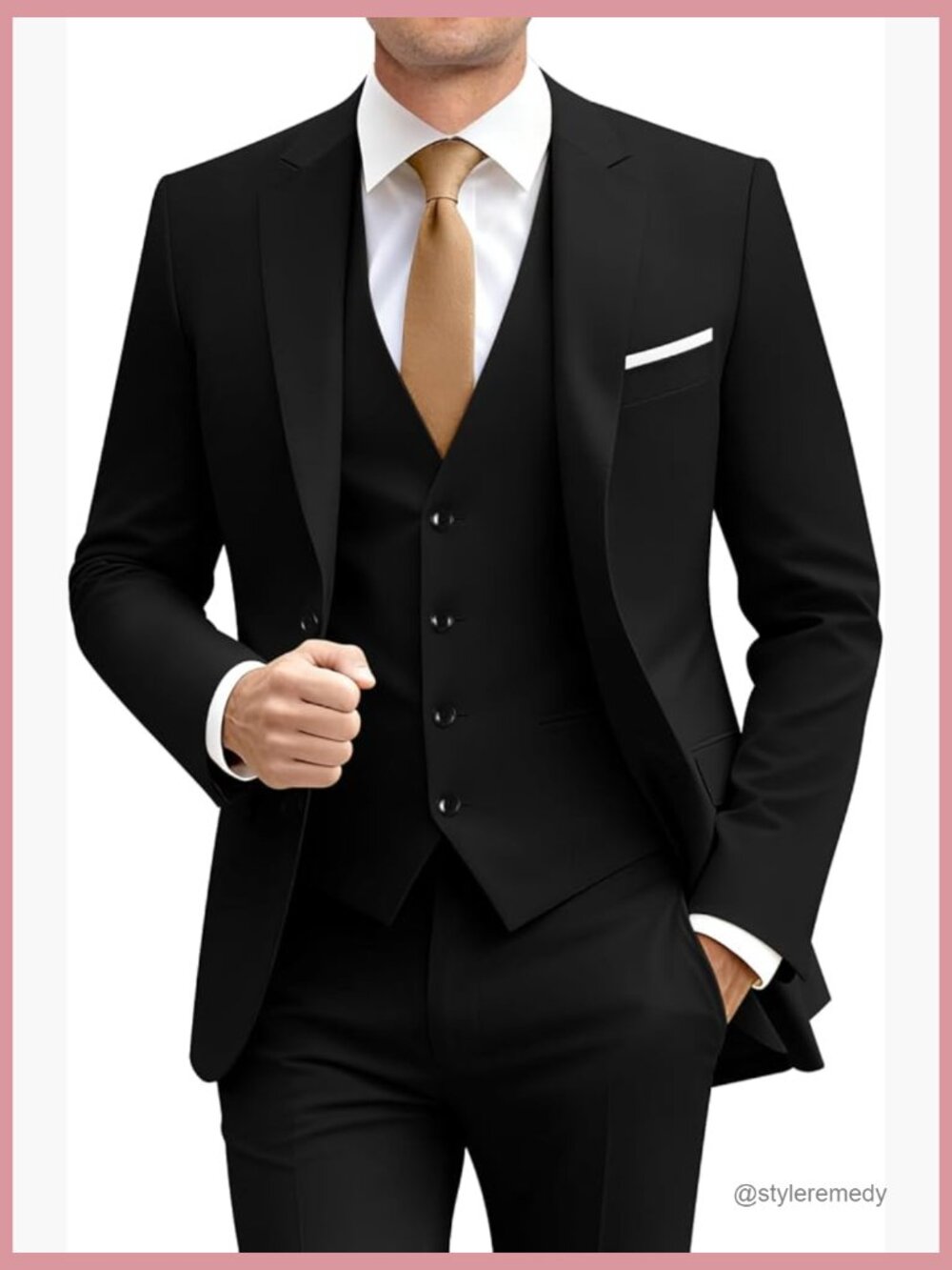 Slim Fit 3-Piece Suit Set with Vest for Formal Business Wedding
